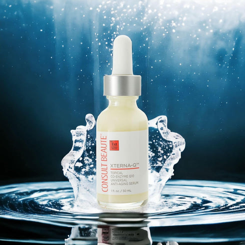Q10 CoQ10 1 Oz. Consult Beaute XTERNA-Q COEnzyme Anti-Aging Serum for Face and Neck, Smoothing Peptides, Bergamot Fruit