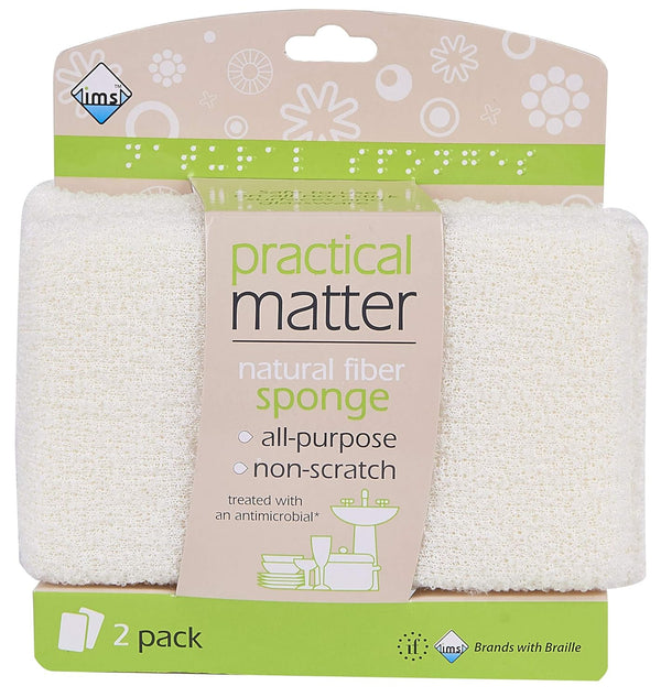 Practical Matter Kitchen Sponge, Organic Cotton Fiber All-Purpose Dish Sponges, 6 Count Value Pack for Cleaning