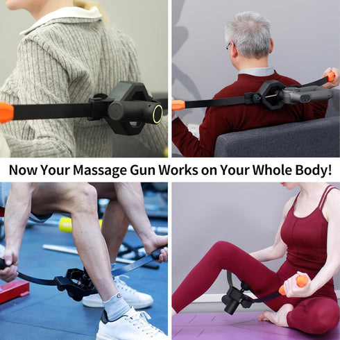 Massage Gun Holder for Hard to Reach Areas. Relieve Muscle Pain in Shoulders, Upper Back, Lower Back, Legs. Compatible