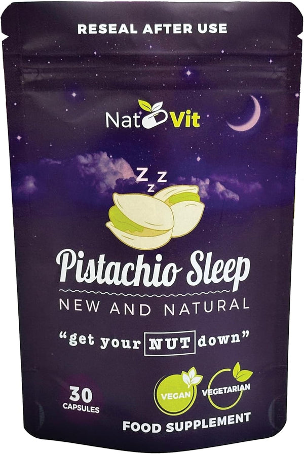 Nat-Vit Pistachio Sleep/Unique Natural Sleep Aid Supplement/Natural Melatonin/Fall Asleep Faster/Deeper and Longer Sleep/No