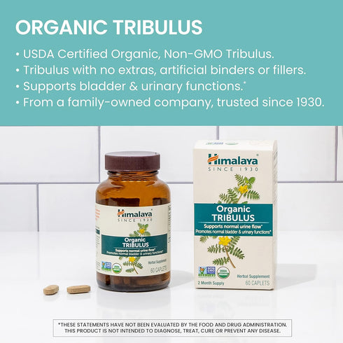 Himalaya Organic Tribulus Terrestris, Herbal Supplement for Urinary Support, Bladder Function, Prostate Support, 688