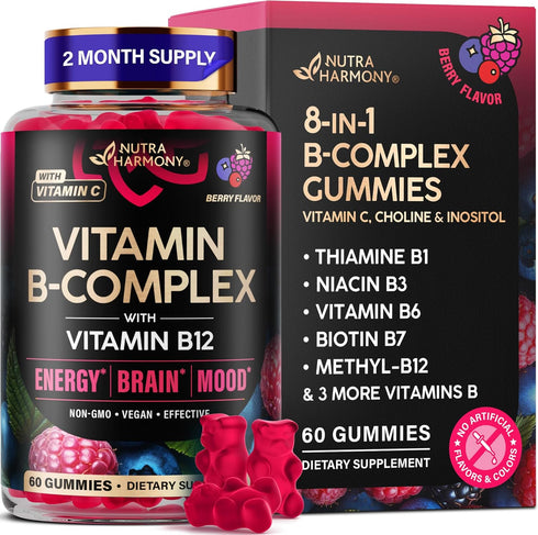Vitamin B-Complex Gummies for Women & Men - Vitamin B12, B1, B2,