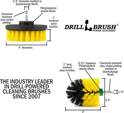 Carpet Cleaner Mini Corner Drill Brush and 4-inch Flat Scrub Brush Kit for Bathroom Accessories
