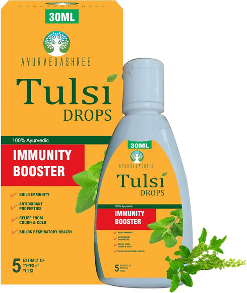 Tulsi Drops Natural Immunity Booster Pack - Certified 5 Different Rare Tulsi, Holy Basil Drops, 30 ML