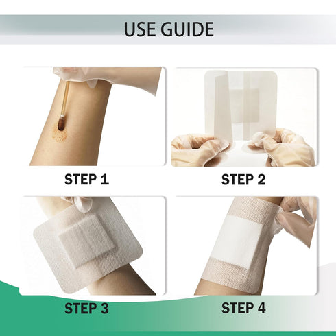 QICHUANG 4X14 Inches 25 Pack,Medical (4X14INCHES-C25) Extra Large Sterile Adhesive Island Wound Dressing Bandages - Non