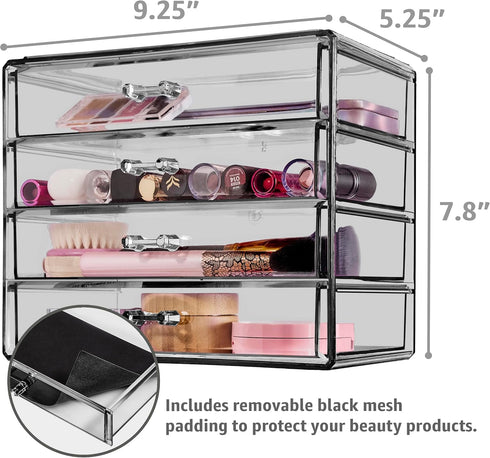 Sorbus Makeup Organizer - 4 Drawer Clear Acrylic Organizers for Cosmetics, Jewelry, Beauty Supplies