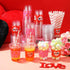 Yaomiao 300 12 oz Set Pcs Valentine's Day Plastic Party Cups with Lids and Straw Valentine's Day Plastic Cup Heart