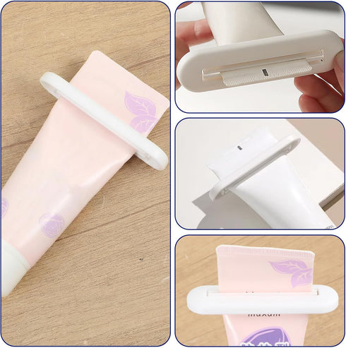 Xinjoduz 10 Pack 2.6" Toothpaste Tube Squeezers, White PP Reusable Toothpaste Dispenser Clip & Tube Squeezer Tool