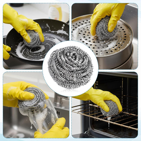 SHENLIU 100 15 Pieces Steel Wool Scrubber, Gram Metal Scourers Stainless Steel Scrubber Bulk for Cleaning Kitchen