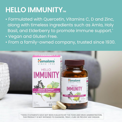 Immunity 60 Immune Immunity 500 60 Himalaya Hello with Quercetin, Day Supply - Herbal Support Supplement, Bioflavonoid