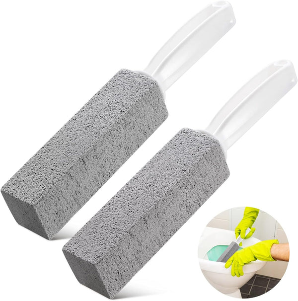 2 Pack Toilet Cleaner, Hard Water Build Up Remover with Ergonomic Handle, Pumice Stone Stain Remover Tool