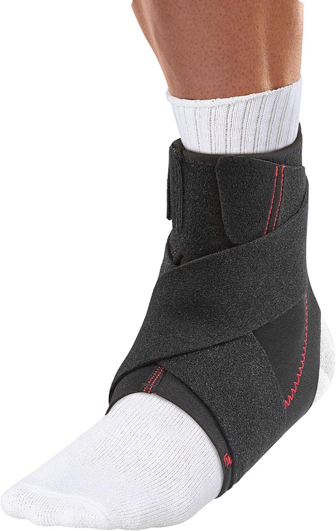 MUELLER Adjustable Ankle Support Brace, Pain Relief for Men and Women, Ideal for Sprains, Strains, Black, One Size
