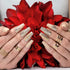 Hypnaughty 24 Pcs Vegas Gold and Nude Luxury Coffin Press On Fake Nails with Glitter Design and Glue, Ombre Glitter