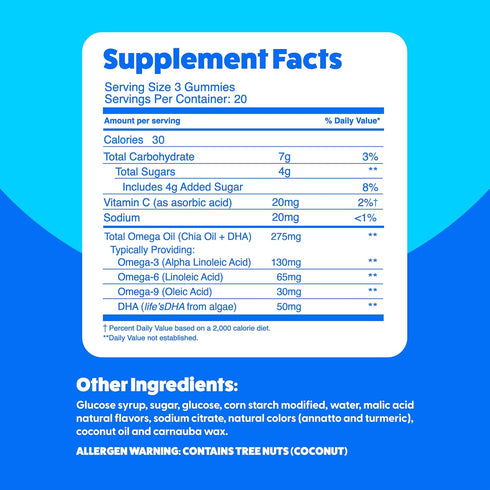 Feel Great Omega & DHA Gummies for Adults, Plant-Based Omega 3 Fish Oil Alternative, Vegetarian, Supports Brain &
