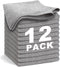 Gray Microfiber Cleaning Cloth 13"x13", Ultra Soft Absorbent Rags for Housekeeping, Lint Free Reusable Cleaning Cloths