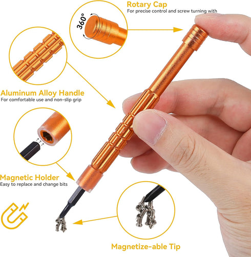 Upgraded All-in-One Magnetic Eyeglass Repair Kit, 12 Screwdriver Bits, Nose Pads, Screws, and Tweezer