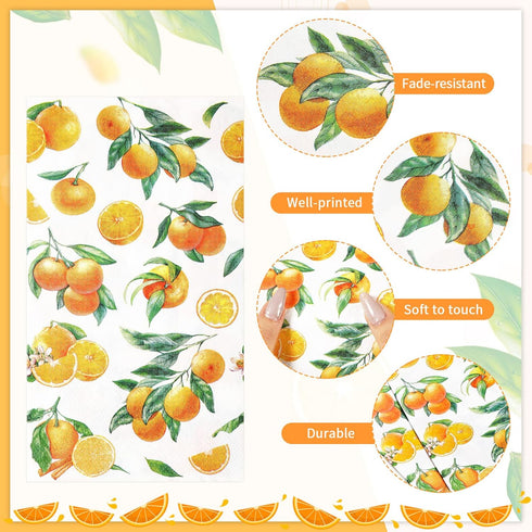 Summer Supplies(200 Funrous Orange Citrus Napkins Guest Paper Napkin with Oranges Disposable Luncheon Dinner Citrus