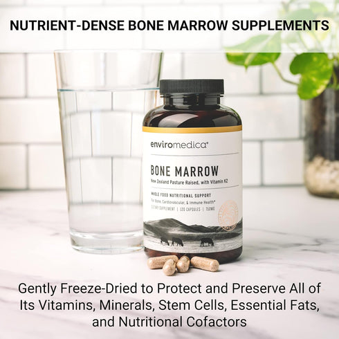Enviromedica Freeze-Dried Bone Marrow Complex - with Cartilage and MCHA from Grass-Fed New Zealand Bovine, 120ct