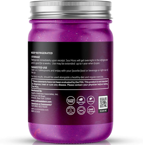 Immune 10 oz. WELLNESS LABSRX Irish Sea Moss Gel Raw - Wildcrafted Superfood Seamoss Gel - Elderberry Flavor, Vitamin