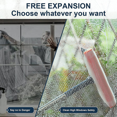 Multi-Use Window Squeegee: 56" Long Handle 2 in 1 Cleaning Tool with Dual Side Blade for Glass and Mirrors