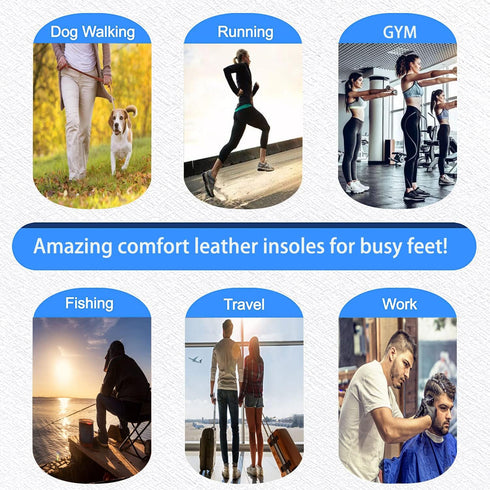 Leather Insoles for Men, Black Thin Inserts for Dress Shoes, Nonslip Shoe Pads (3 Pairs, US 9-9.5)
