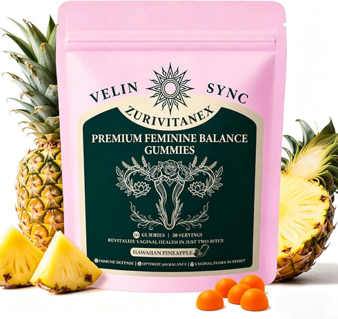 ZuriVitaNex Womens Daily Probiotic Gummies Feminine Balance & pH Support Vegan, Gluten-Free Pineapple