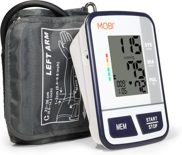 MOBI Blood Pressure Monitor - Digital Upper Arm BP Machine with 120 Reading Memory & Large LCD Display