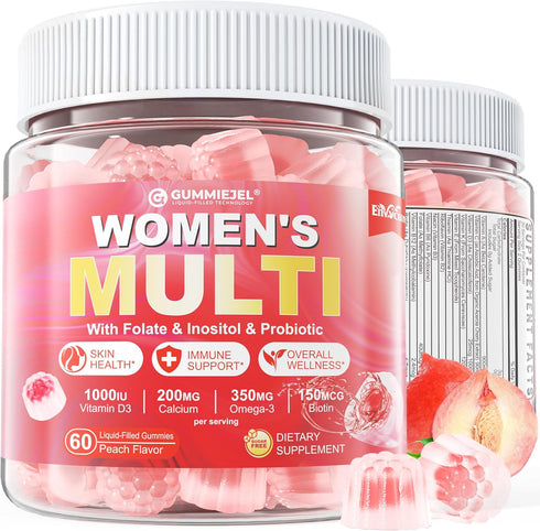 Sugar-Free Women's Multivitamin Gummies - Women Methylated Multivitamin Filled Gummies with Omega-3,