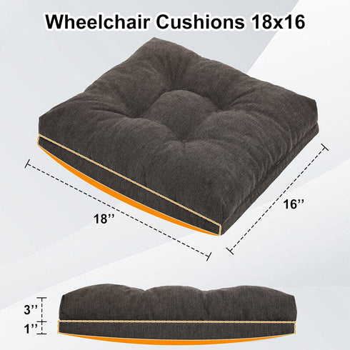 18x16 Soft Chair Cushions for Seniors, Dual-Layer Memory Foam Anti-Sagging Patent Design with Curved Bottom for Better