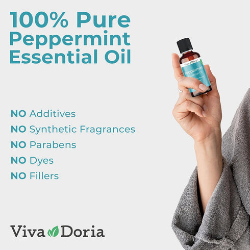 Viva Doria 100% Pure Northwest Peppermint Essential Oil, Undiluted, Food Grade, 30 mL, Made in USA
