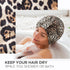 INNELO Luxury Shower Cap for Women, Reusable Waterproof with Adjustable Strap, Large Satin Lined