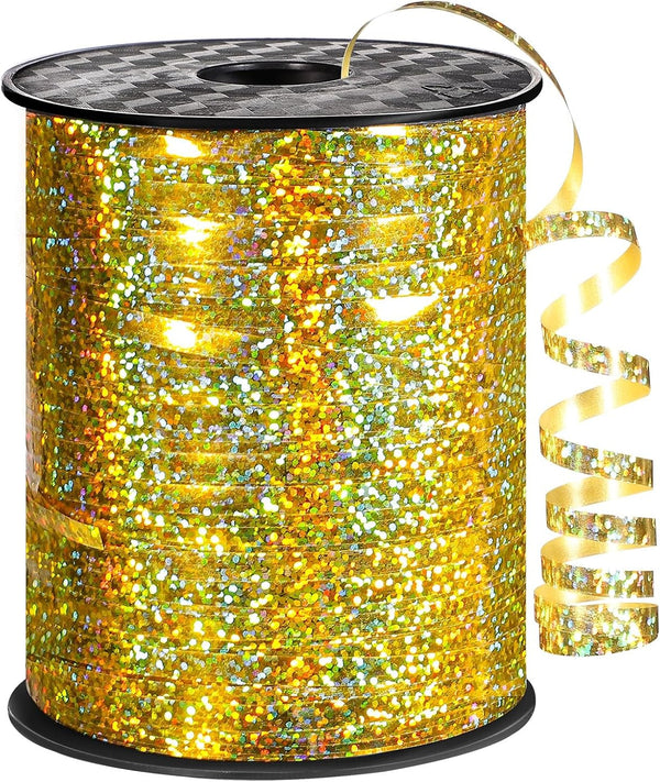 600 Yards Gold Curling Ribbon, 1/5 Inch Metallic Ribbons for Gift Wrapping, Art Crafts, Wedding, Birthday Party