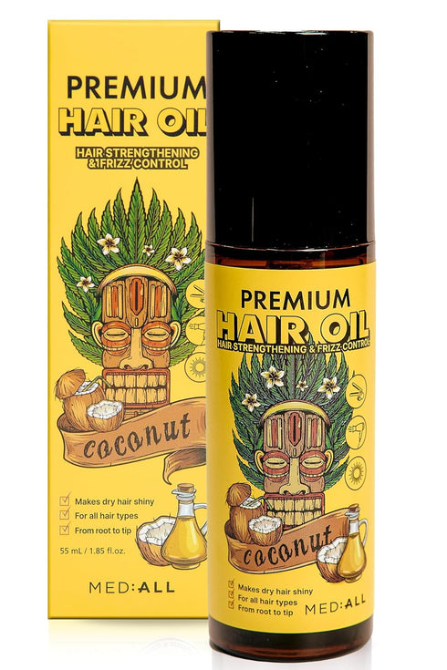 MEDIALL Premium K Beauty Hair Oil, Coconut Oil Serum for Frizzy & Damaged Hair, Argan Oil for Curly Hair, 1.85 Fl oz