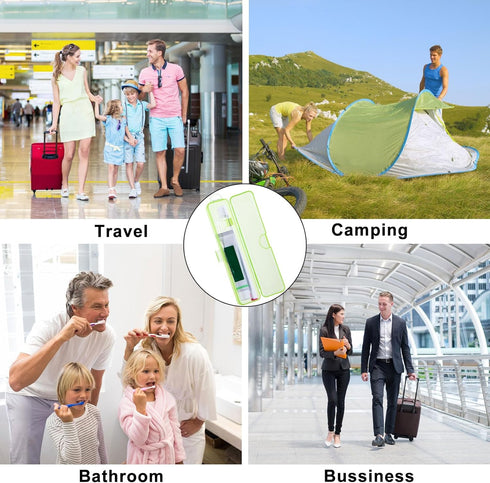 Toothbrush Case, 2 Packs, Transparent Green Travel Case, Portable Toothbrush Holder for Traveling