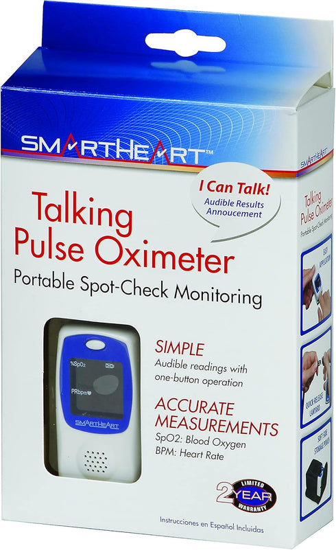 SmartHeart Talking Pulse Oximeter, Audible Result Announcement, Blood Oxygen Saturation Monitor