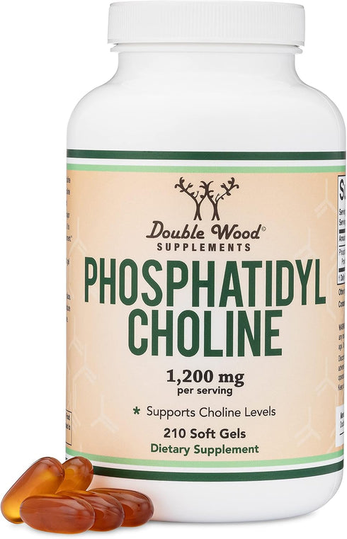Phosphatidylcholine 1,200mg, 210 Softgels, Enhanced Sunflower and Soy Lecithin for Brain Health Support