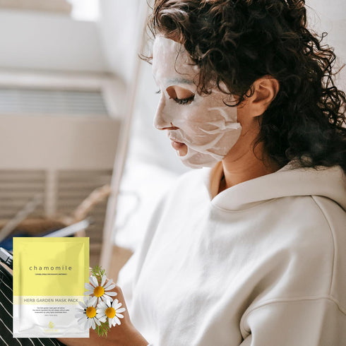 Herb Garden Sheet Mask (5pc), Lavender, Rosemary, Jasmine, Chamomile, Peppermint, Anti-Aging.