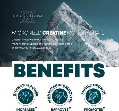 Performance Micronized Creatine Monohydrate Powder Supplement, 5000mg (5g), 100 Servings, Unflavored, Vegan