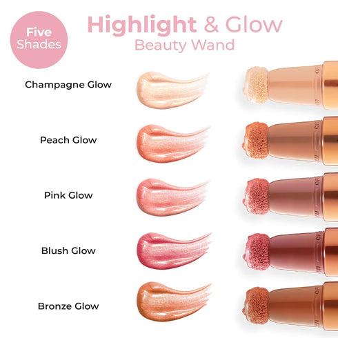 MCoBeauty Highlight & Glow Beauty Wand, Peach Glow, Luminous Highlight for Radiant Skin, Vegan, Cruelty Free
