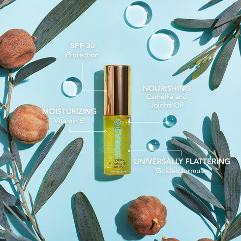 COOLA Organic Liplux Lip Oil and Lip Gloss Sunscreen with SPF 30, Vegan and Gluten Free, 0.11 Fl Oz