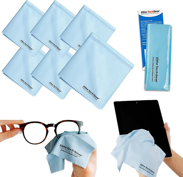 Elite Tech 6-Pack Oversized Microfiber Cloths for Electronic Devices, Washable, 6×7 in & 12×12 in
