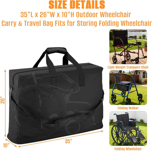 Chairs(35" 26" 10" Kovshuiwe Outdoor Wheelchair Carry & Travel Bag, Designed For Folding Rollator Walkers, Fit