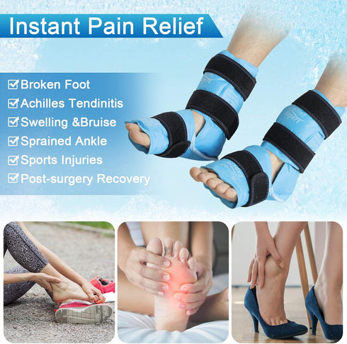 Relief Expert Ankle Foot Ice Pack Wrap, Reusable Gel Cold Pack for Instant Pain Relief (2 Packs)