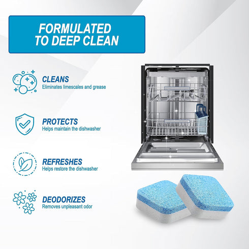 Air Jungles Dishwasher Cleaner Tablets, 24 Count, Fragrance Free, Deep Cleaning Descaler Pods, 12 Month Supply