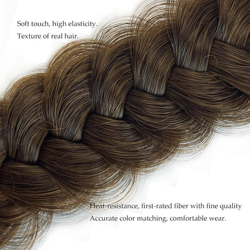 TOECWEGR Wide Braid Messy Hair Hoop, Braided Headband for Women Fashion Accessories (Dark Brown Gold 68A)