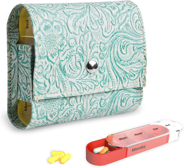 Haecsfl Pill Organizer, Weekly Travel Pill Case Box Medication Reminder Daily AM PM,