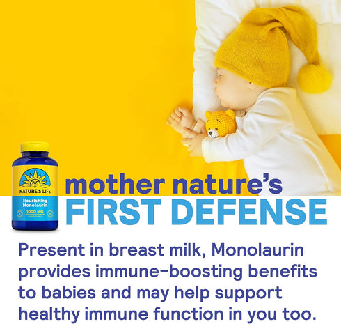 Nature's Life Monolaurin Capsules, 1000 mg, Vegetarian, 180 ct for Healthy Immune Function & Digestion
