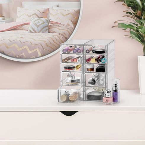 Sorbus Makeup Organizer with 10 Drawers, Acrylic Drawer Organizer for Makeup, Office, Art Supplies, Jewelry