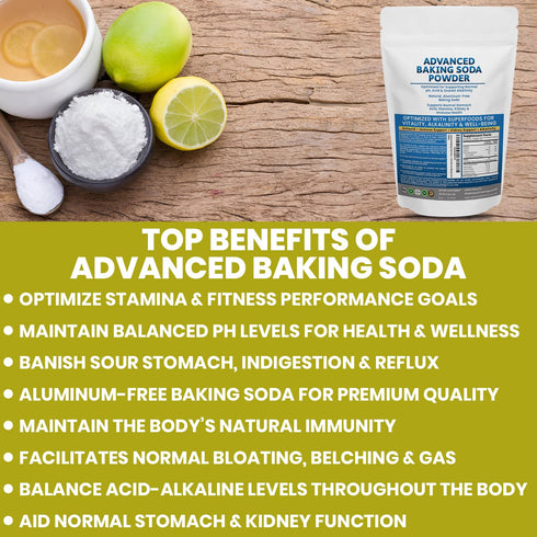 Immune, Advanced Baking Soda Powder: Organic Use Aluminum Free Baking Soda w/Superfoods to Support Kidneys, Stomach