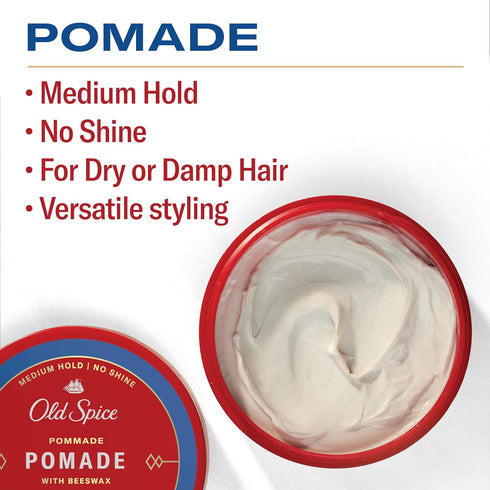 Old Spice Hair Styling Pomade for Men, Medium Hold No Shine, 2.22 Fl Oz Each, Twin Pack